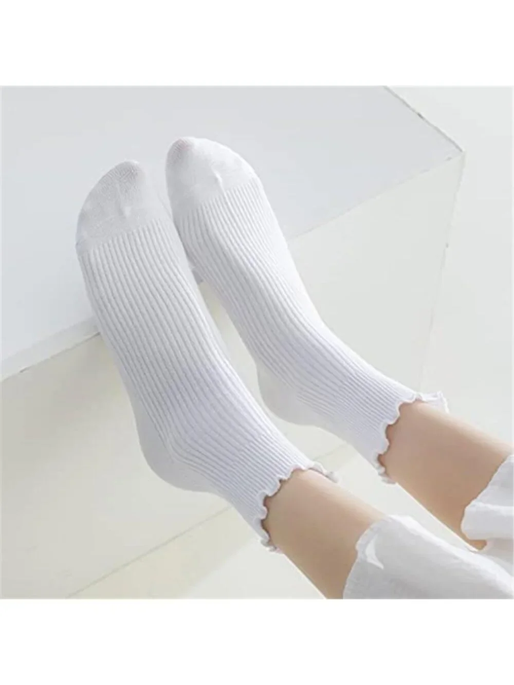 Womens Ruffle Socks, Cute Ankle Winter Warm Knit Cotton Frilly Sock 6 Pack